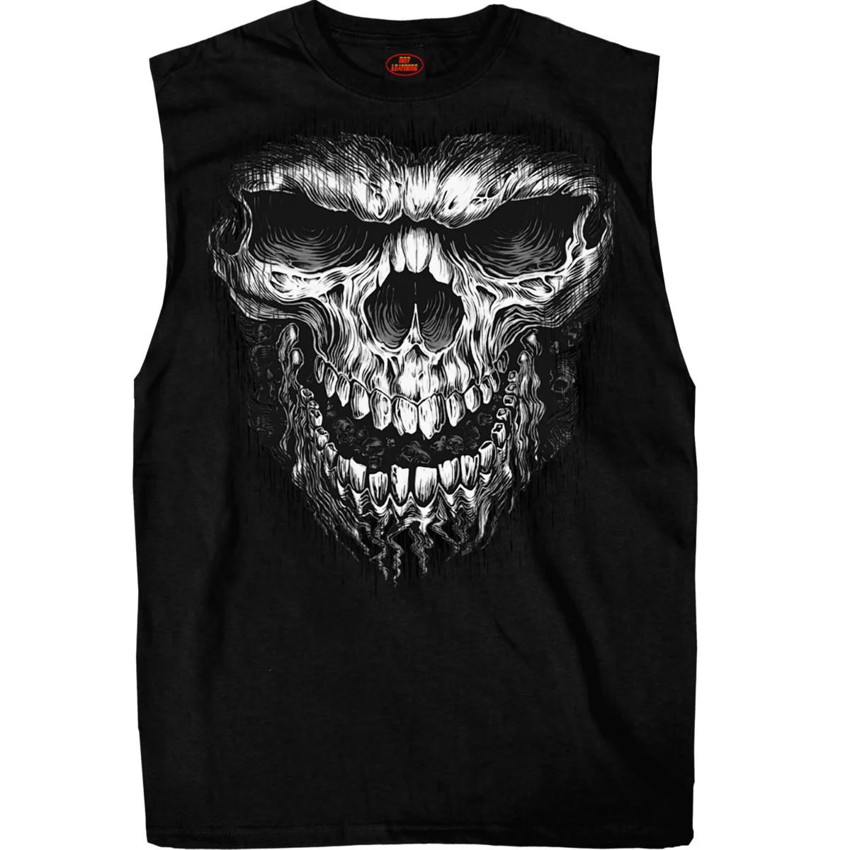 Powerful Hot Leathers GMT3202 Men s Black and White Shredder Skull Tank Top Shirt Fine