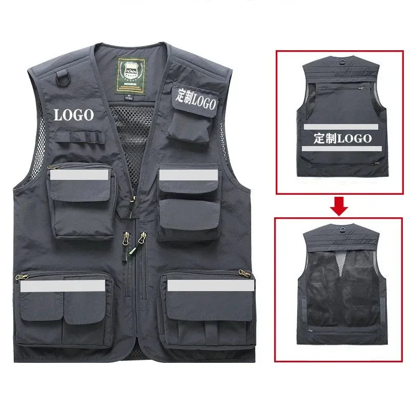 Solid Safety Vest with Multi-Pockets – Reflective Custom Printing Logo Sizes S-7XL for Emergency Management and Rescue High-Performance