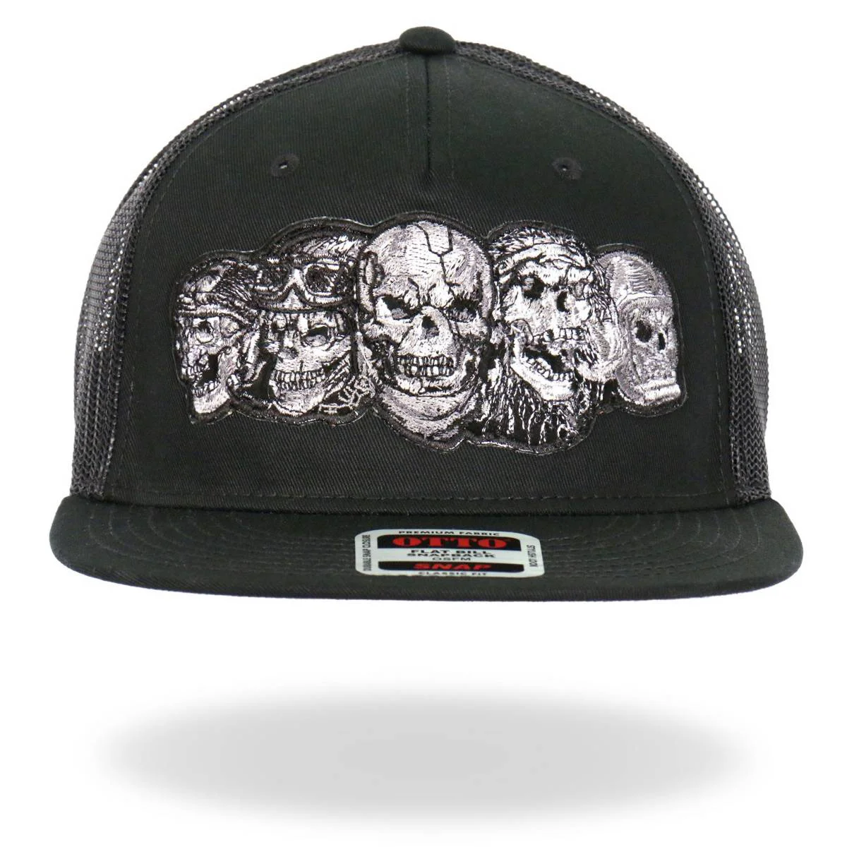 First-Class Hot leathers Black 5 Skulls Straight Snapback Hat GSH2034 Practical