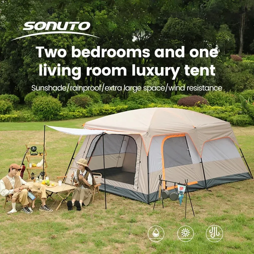 Specialty Sonuto Family Camping Tent – 3-12 Person Double-Layer 2-Room Waterproof 3000mm 3 Size Options Trendy