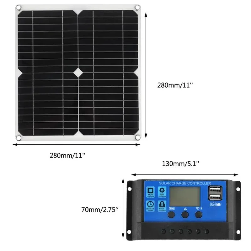 Functional 200W Solar Panel Kit With 60A Controller Portable 18V Solar Cell Power Charger for Phone Camping Hiking Car Boat RV Solar Plate Practical