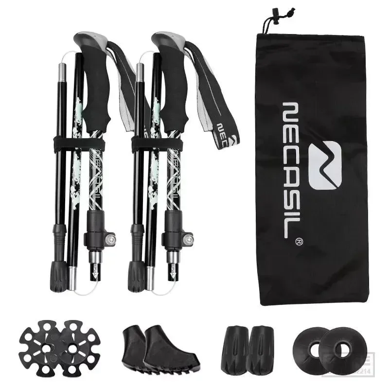 Trendy 2pcs Folding Trekking Poles – Collapsible Hiking Sticks for Nordic Walking and Outdoor Activities Original Design