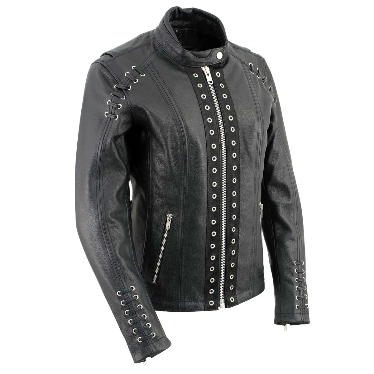High-End Milwaukee Leather LKL27007 Women’s Premium Black Motorcycle Riders Leather Jacket w Zip-Out Liner Verified