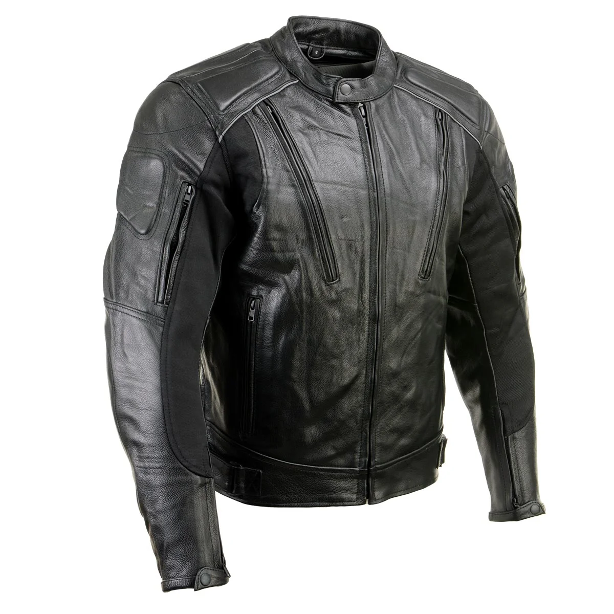 Solid Milwaukee Leather LKM17007 Men’s Premium Black Leather Motorcycle Bikers Rider Jacket w CE Armor Fine Crafted