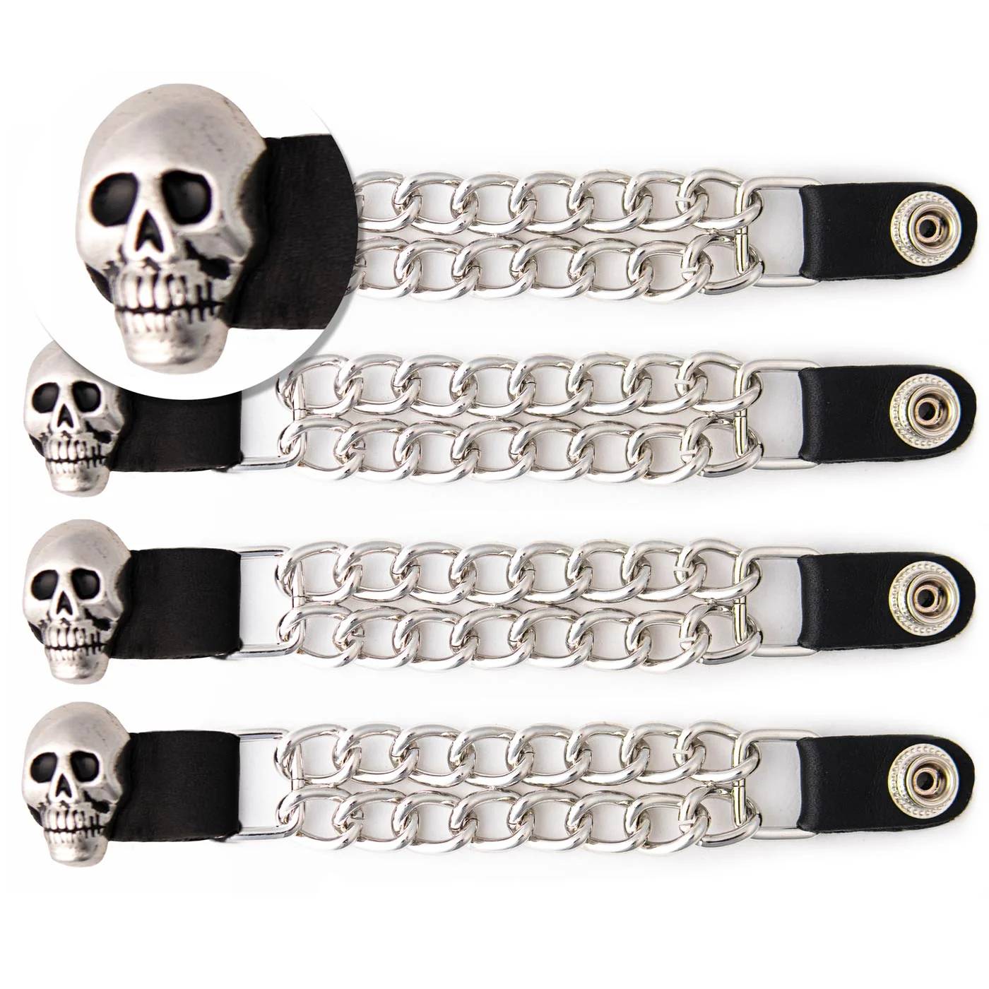 Responsible Milwaukee Leather Skull Head Medallion Vest Extender – Double Chrome Chains Leather 6.5 Extension 4-PCS MLA6019SET User-Friendly