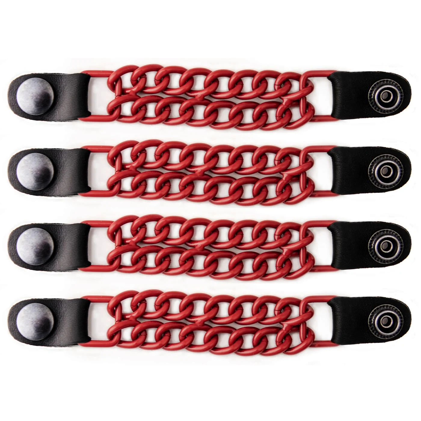 Certified Milwaukee Leather MLA6092 Red 4 Inch 4-PCS Vest Extender Set – Double Chrome Chains w Leather Contemporary