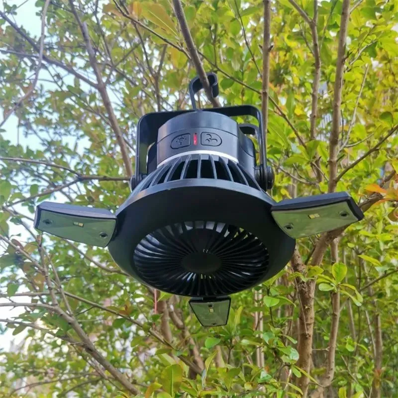 Sustainable Solar Portable Lanterns with Fan Outdoor Camping Fan Light Consistent