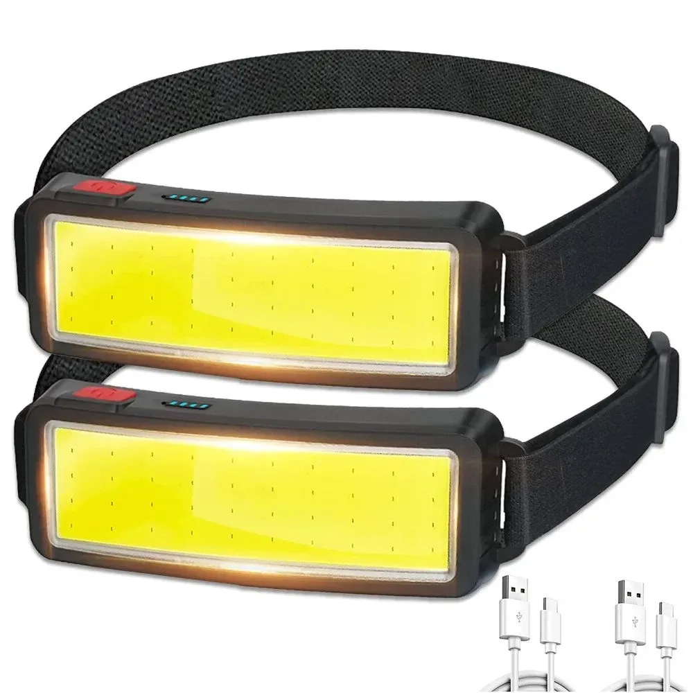 Fashionable COB LED USB Rechargeable Headlamp – 800 Lumen 3 Modes IPX4 Waterproof Head Torch for Hiking Camping Night Runs High-End