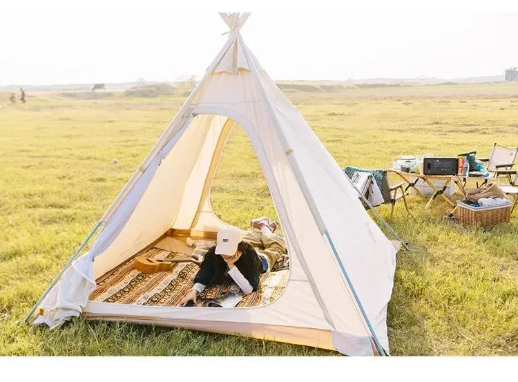 Easy-to-Use Outdoor Camping Pyramid Tent – 3-4 Person Waterproof Nylon Tent with Two Rooms Certified