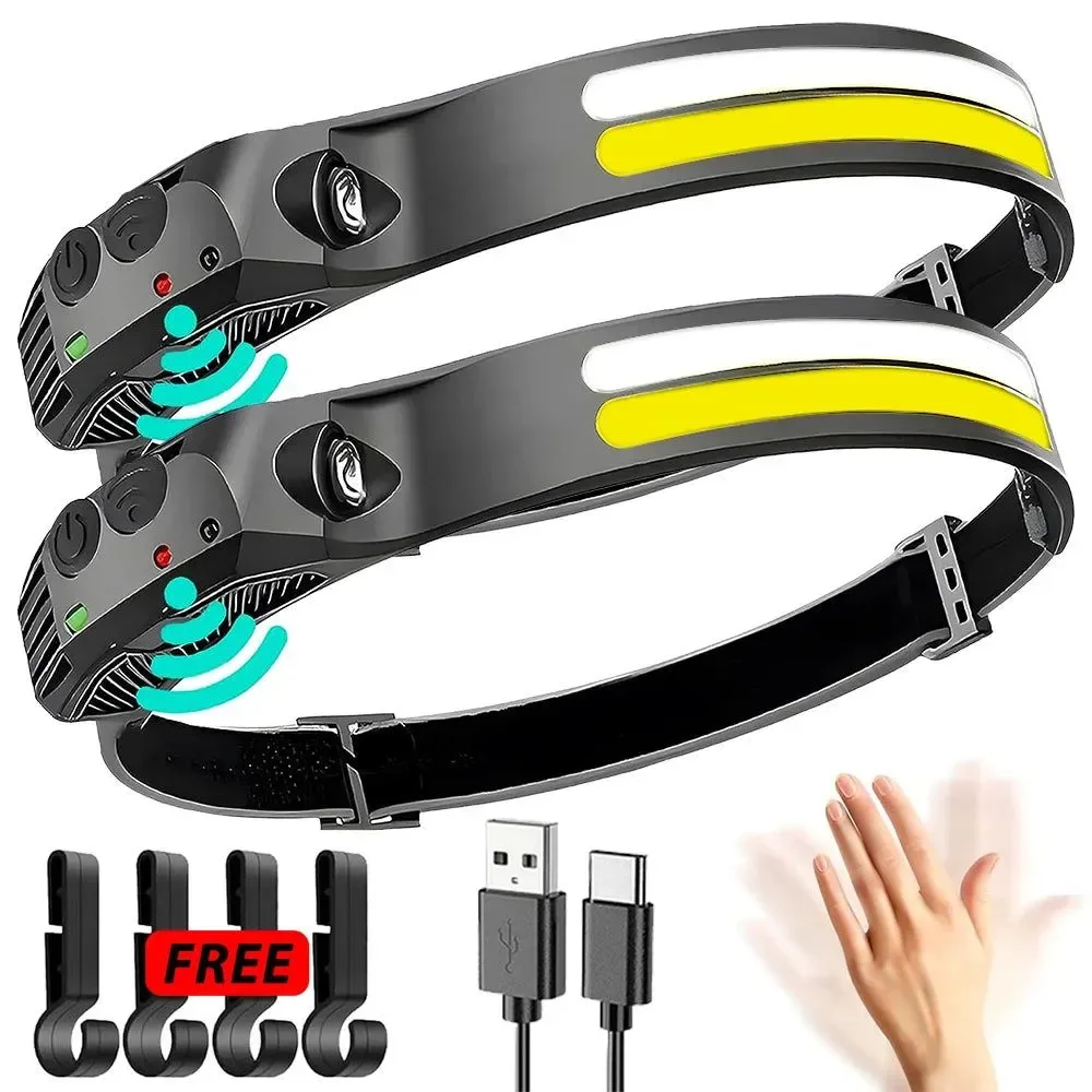 Premium Material USB Rechargeable Sensor LED Headlamp 18650 Battery Headlight LED Head Torch Camping Light Head Flashlight for Fishing Lantern Comfortable