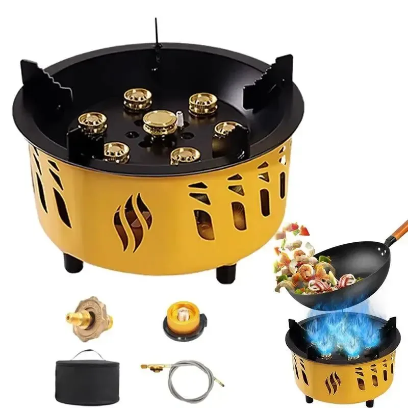 Solid 20000W Portable Camping Stove Burner – Strong Fire Folding Hiking Picnic BBQ Cooking Equipment Trendy