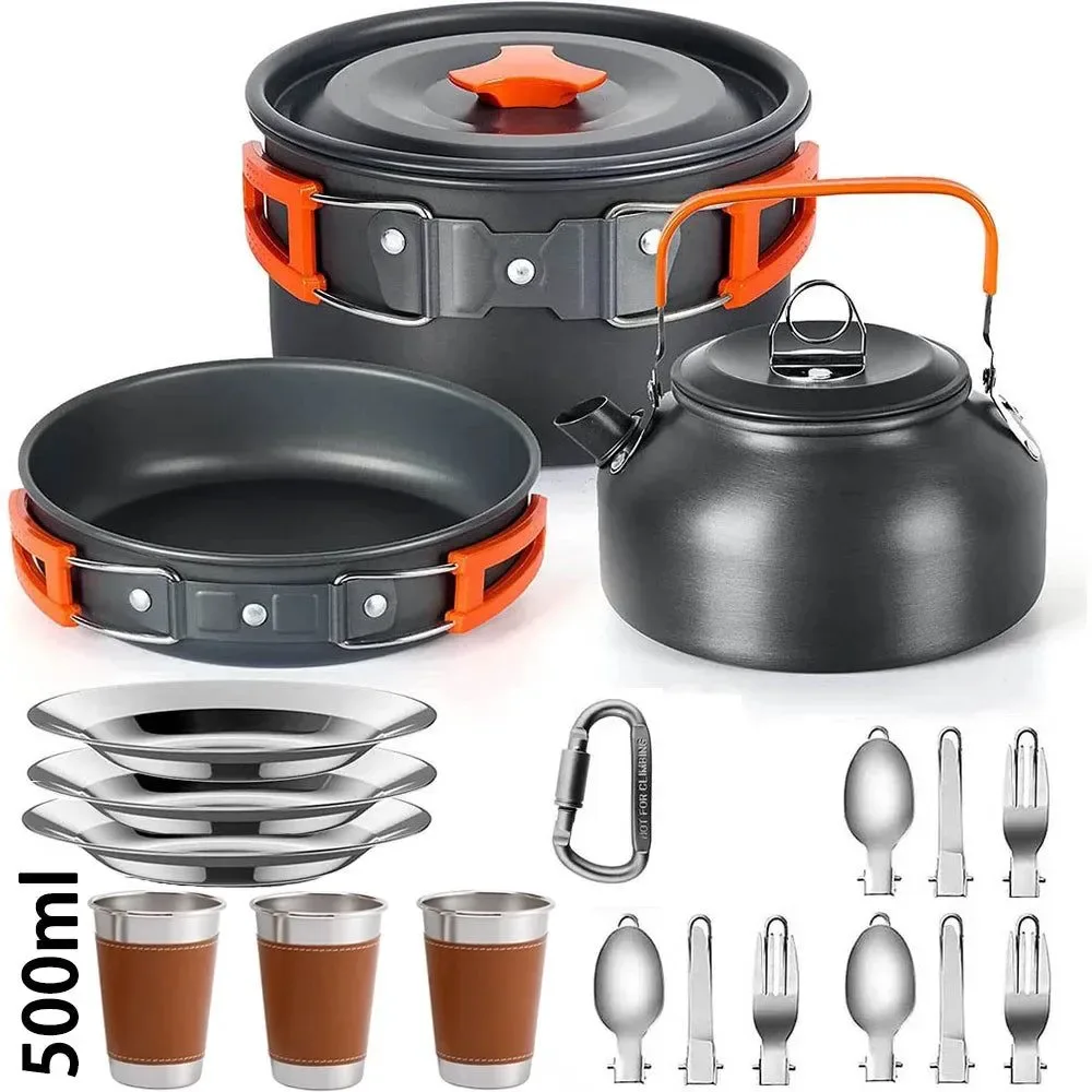 Modern Camping Cooking Set – Outdoor Aluminum Lightweight Cookware Kit for Traveling Trekking and Hiking Proven