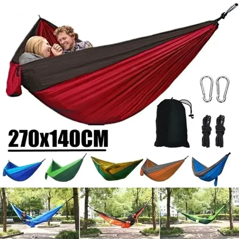 Luxury Single Person Portable Outdoor Camping Hammock – High Strength Nylon Parachute Fabric Hanging Bed Contemporary