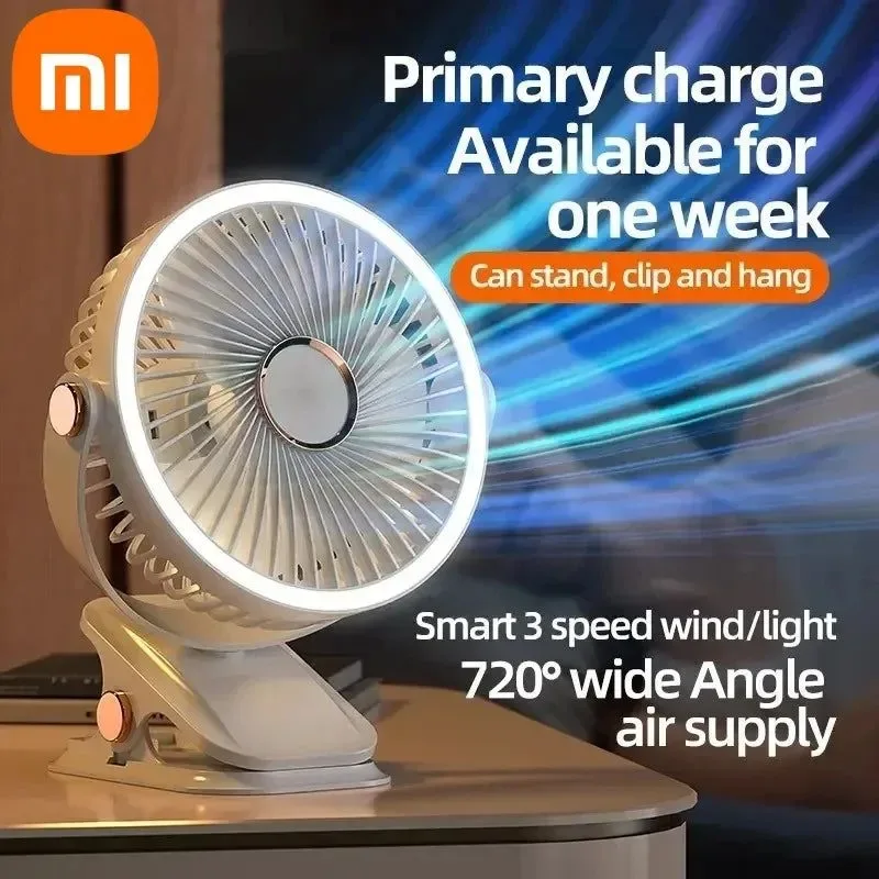 Solid 8000mAh Clip-on Fan 3 Speed Quiet Rechargeable Desktop Portable Air Circulator Wireless Fan Functional