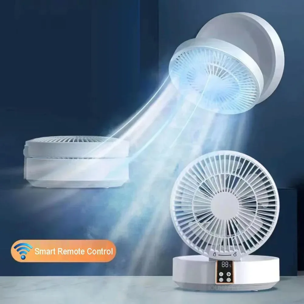 Convenient Portable Folding Fan with Remote Control – Desktop Wall Mounted Night Light Rechargeable Advanced