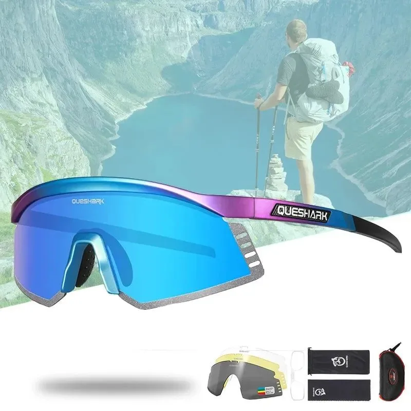 Casual Queshark 4-Lens Polarized Sunglasses Set – UV Protection for Sports Camping Hiking and Cycling Verified