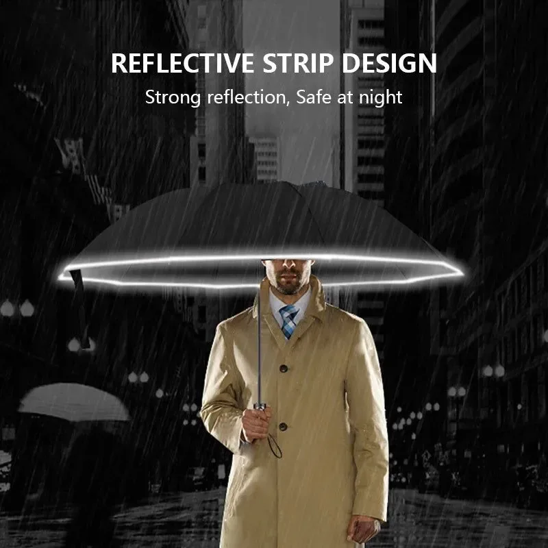 Selected Reflective Strip Reverse Folding Umbrella – Fully Automatic Windproof UV Protective 3 Colors Carefully Designed