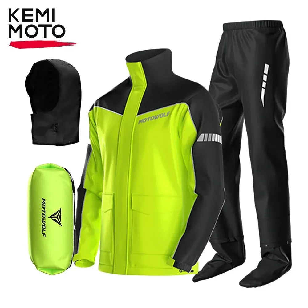 Premium Motorcycle Raincoat Suit – Waterproof Reflective Split Jacket and Pants for Outdoor Activities Crafted