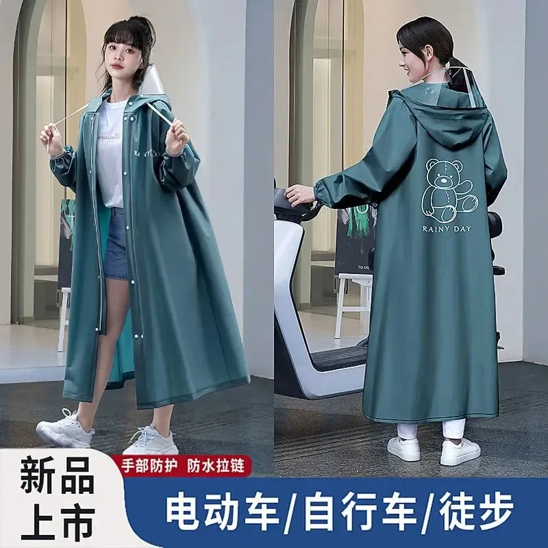 Classic Women’s Portable Poncho Raincoat – Thickened Non-Disposable One-Piece for Electric Vehicles Specialty