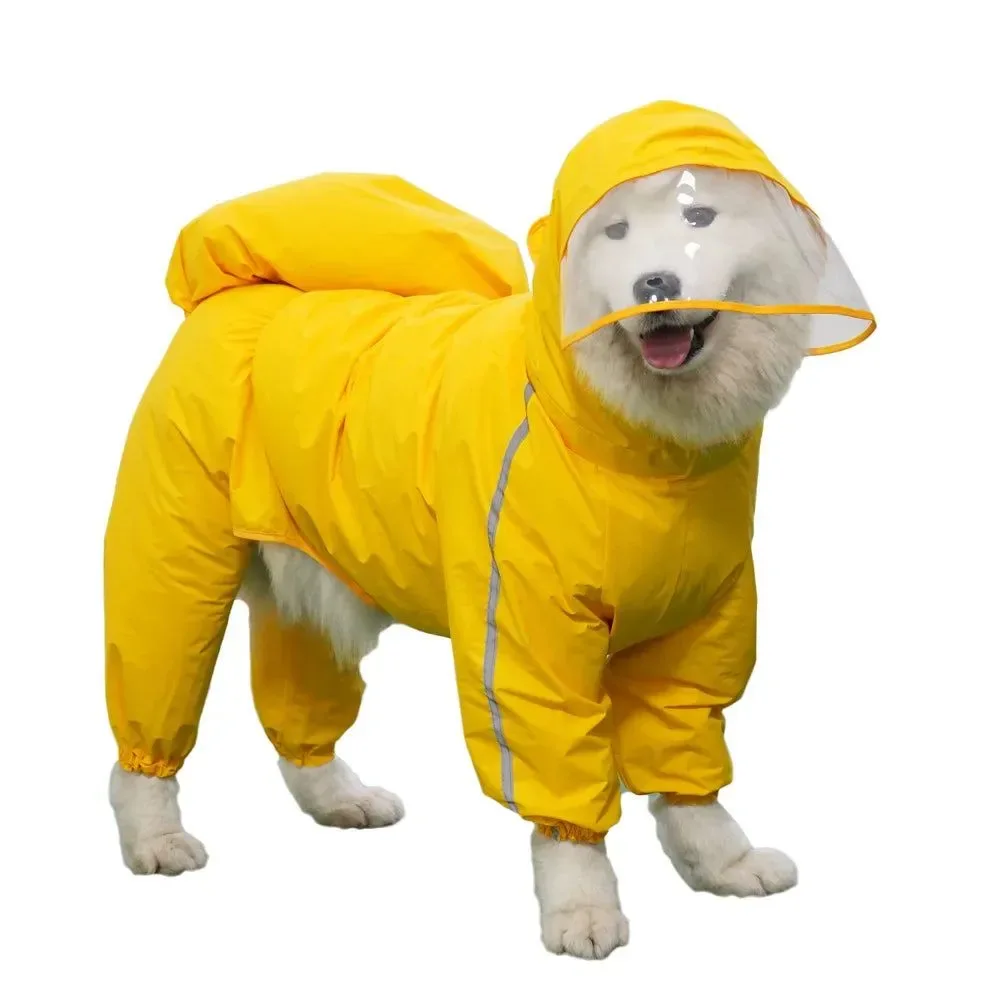 Efficient Fully-Covered Hooded Dog Raincoat – Waterproof with Removable Tail Cover for Large Dogs Fine