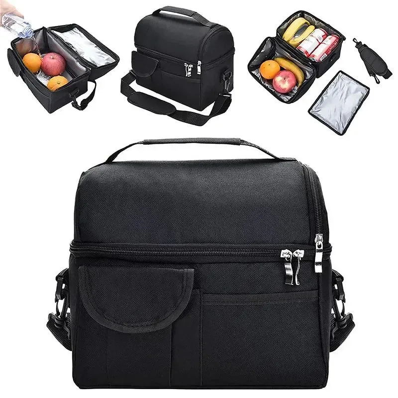 Practical Large Leak-Proof Insulated Cooler Bag – Dual Compartment Lunch Tote for Camping Work Travel Efficient