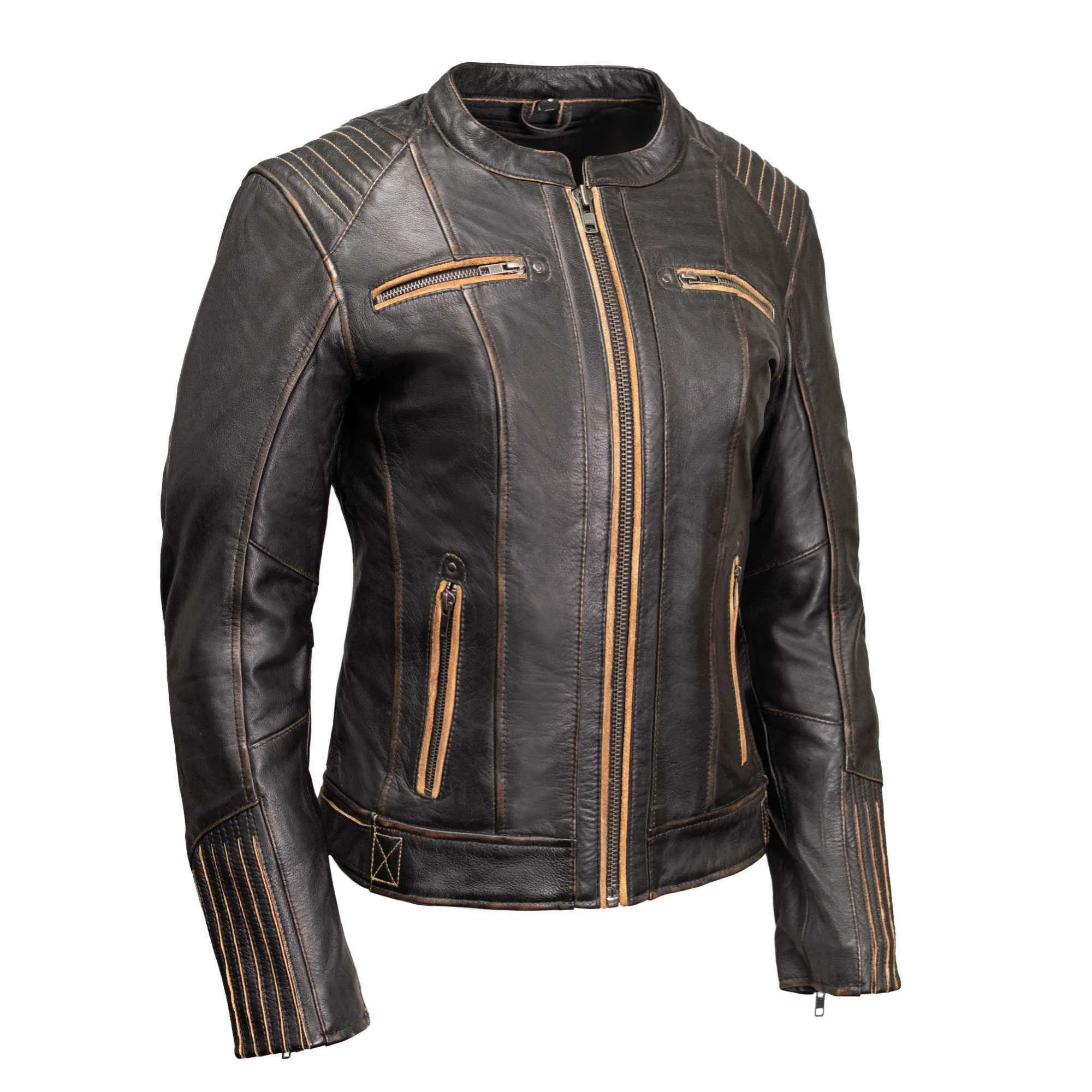 Fashionable MMCC Women’s Rebel Brown Leather Motorcycle Jacket – MMC20003 Responsible