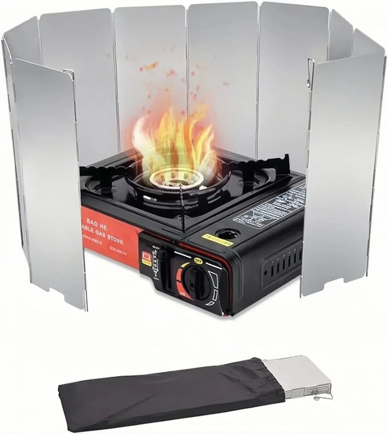 Reusable Aluminum Alloy Camping Stove Windscreen – Adjustable Windproof Shield with Storage Bag Premium