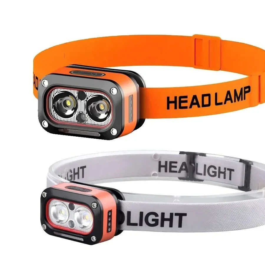 Exclusive Rechargeable Motion Sensor Headlamp – 45° Adjustable Hands- Light for Camping Hiking Fishing Easy-to-Use