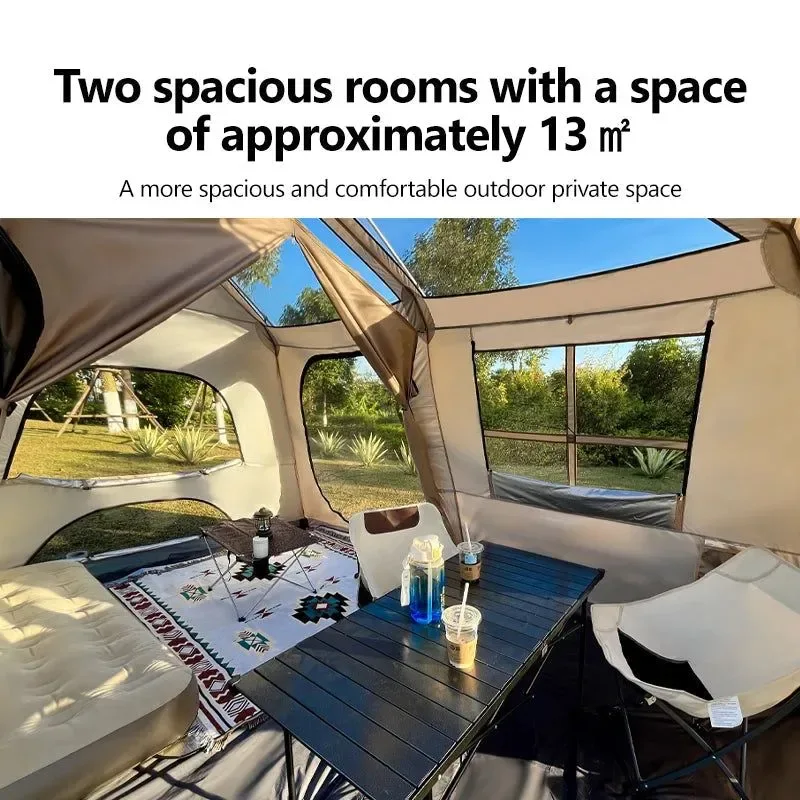 Fast Fully Automatic Quick Open Two-Room Camping Tent – Waterproof 4-8 Person Cabin Tent for Outdoor Overnight Stays Efficient