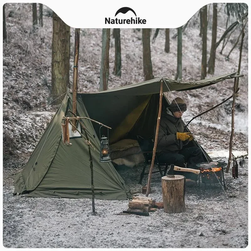 Easy-to-Use Army Green Single-Person Cotton Ridge Tent – Outdoor Camping Hiking Survival Shelter with Large Space Chimney Ventilation 5.8kg Flexible