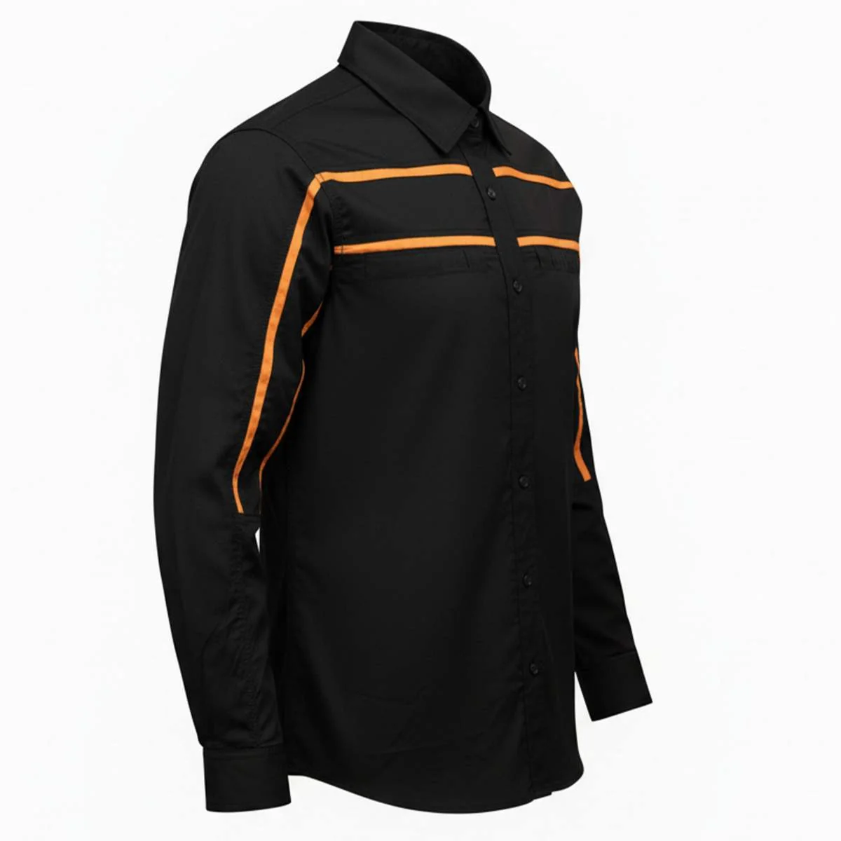 Enhanced MMCC Men’s Octane Black Orange Cotton Mechanic Shirt – MMC16003 Organic