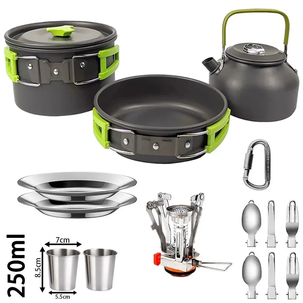 User-Friendly Portable Aluminum Camping Cookware Set for 1-3 People – Lightweight Durable Fine Crafted