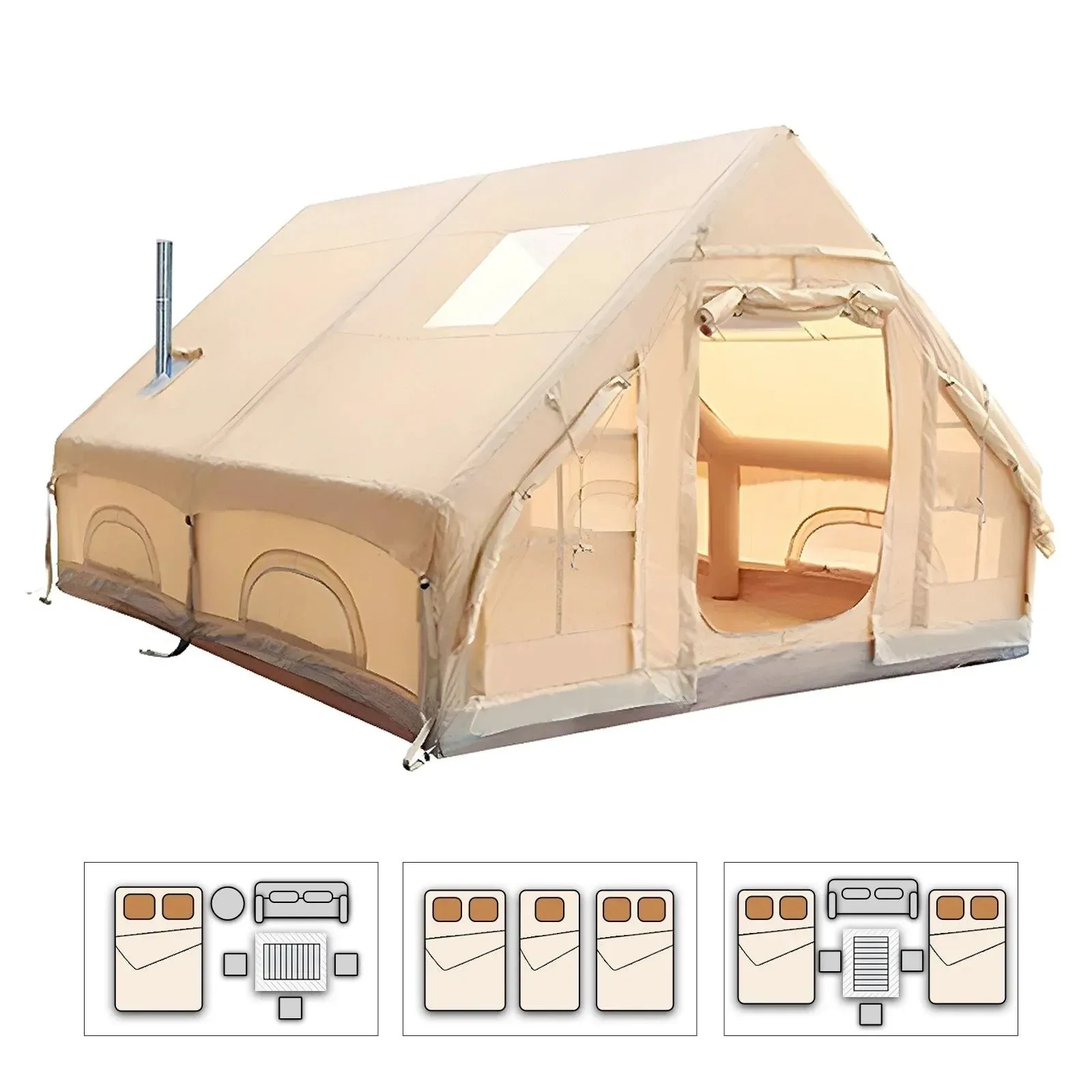 Recyclable Large 8 Person Inflatable Camping Tent – Instant Setup 4-Season Family Tent with Hand Pump 3000mm Waterproof Windproof Refined