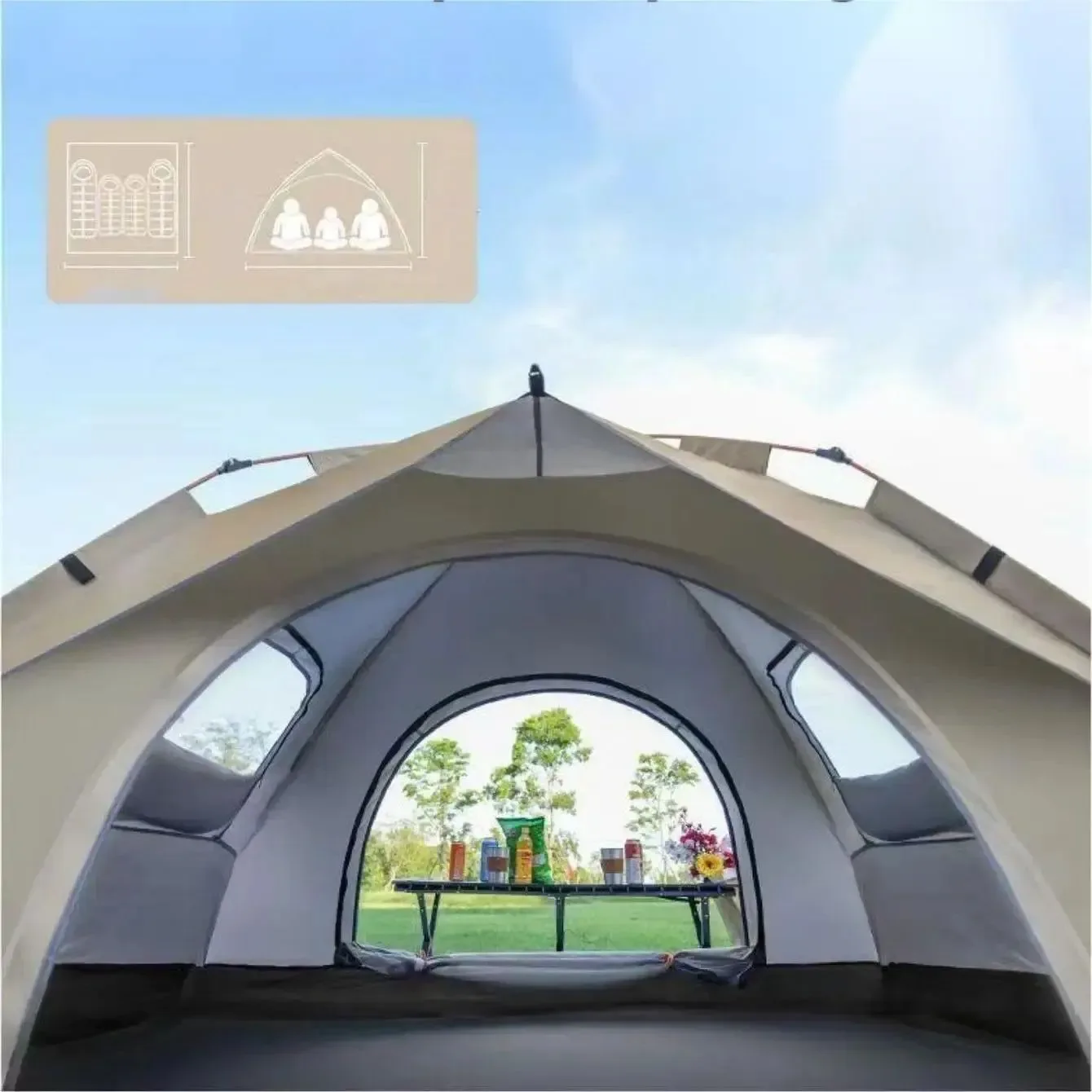 Superior Instant Pop-Up Camping Tent – 4-Season Shelter with Dual Doors Windows Elegant