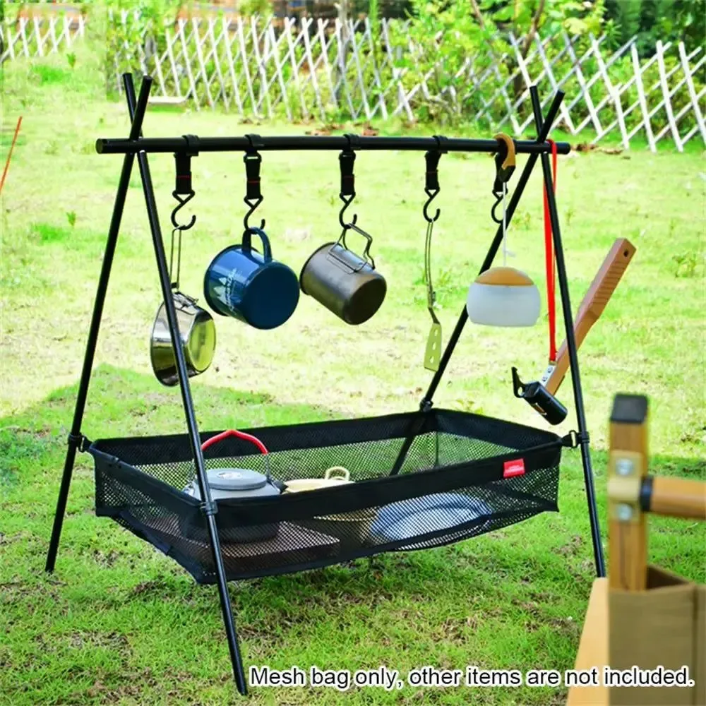 Artisan Under-Table Storage Organizer – Hanging Mesh Picnic Basket for Camping Tables Tripods Desks 2 Sizes M L Versatile