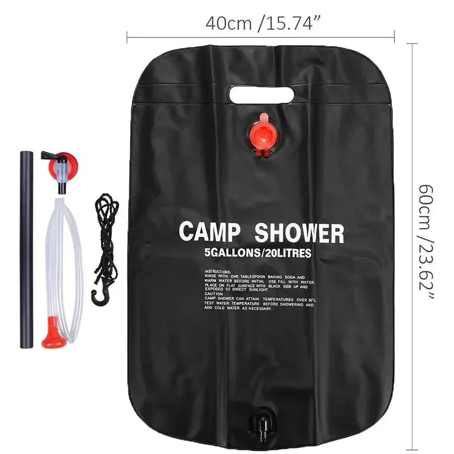 Green 20L 40L Solar Heated Foldable Shower Bag for Camping Outdoor Bathing Effective