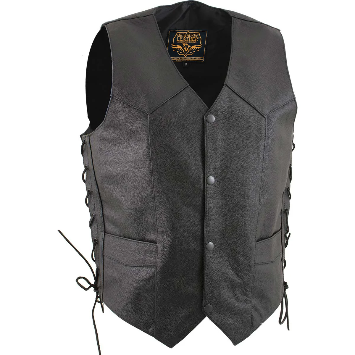 Trusted Milwaukee Leather Men’s Classic Side Laced Black Western Style Motorcycle Vest – LKM3776 Safe
