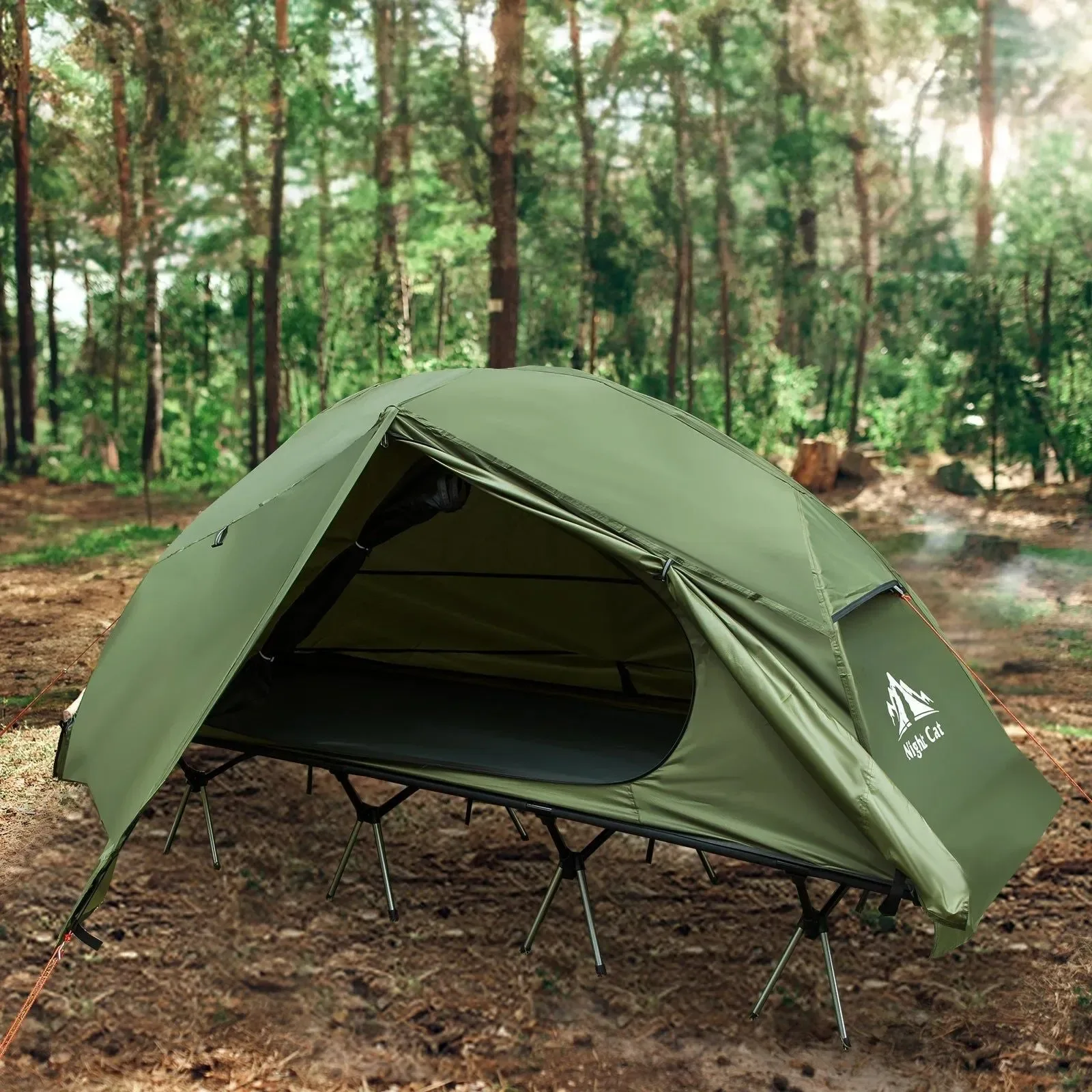 Quality Night Cat 1-Person Camping Cot Tent – Waterproof Off-Ground Sleeping System with Mosquito Net Aluminum Frame World-Class