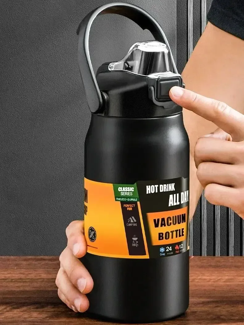 Trendy 1500ml Stainless Steel Thermal Tumbler Vacuum Insulated Travel Mug with Straw for Hot Cold Drinks Refined