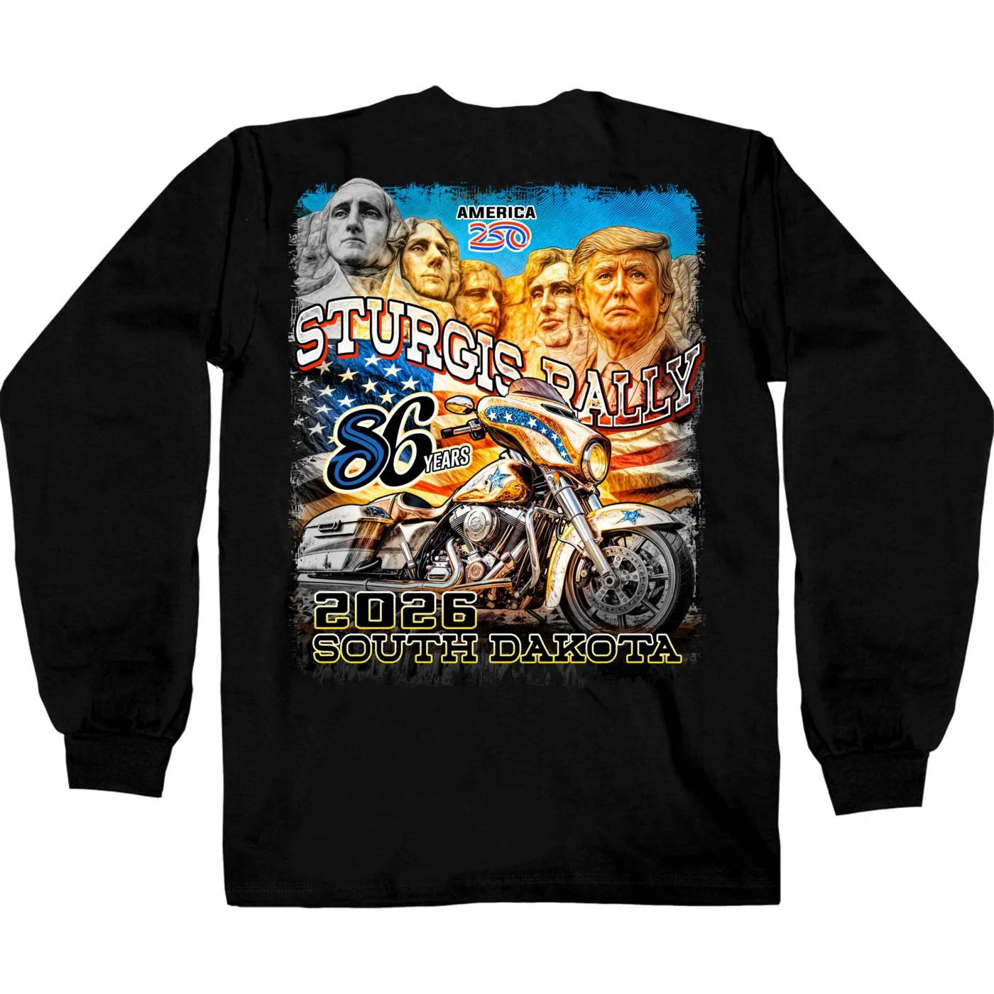 Modern 2026 Men’s Sturgis Motorcycle Rally Trumpmore Black Long Sleeve Shirt – SPB2138 Secure