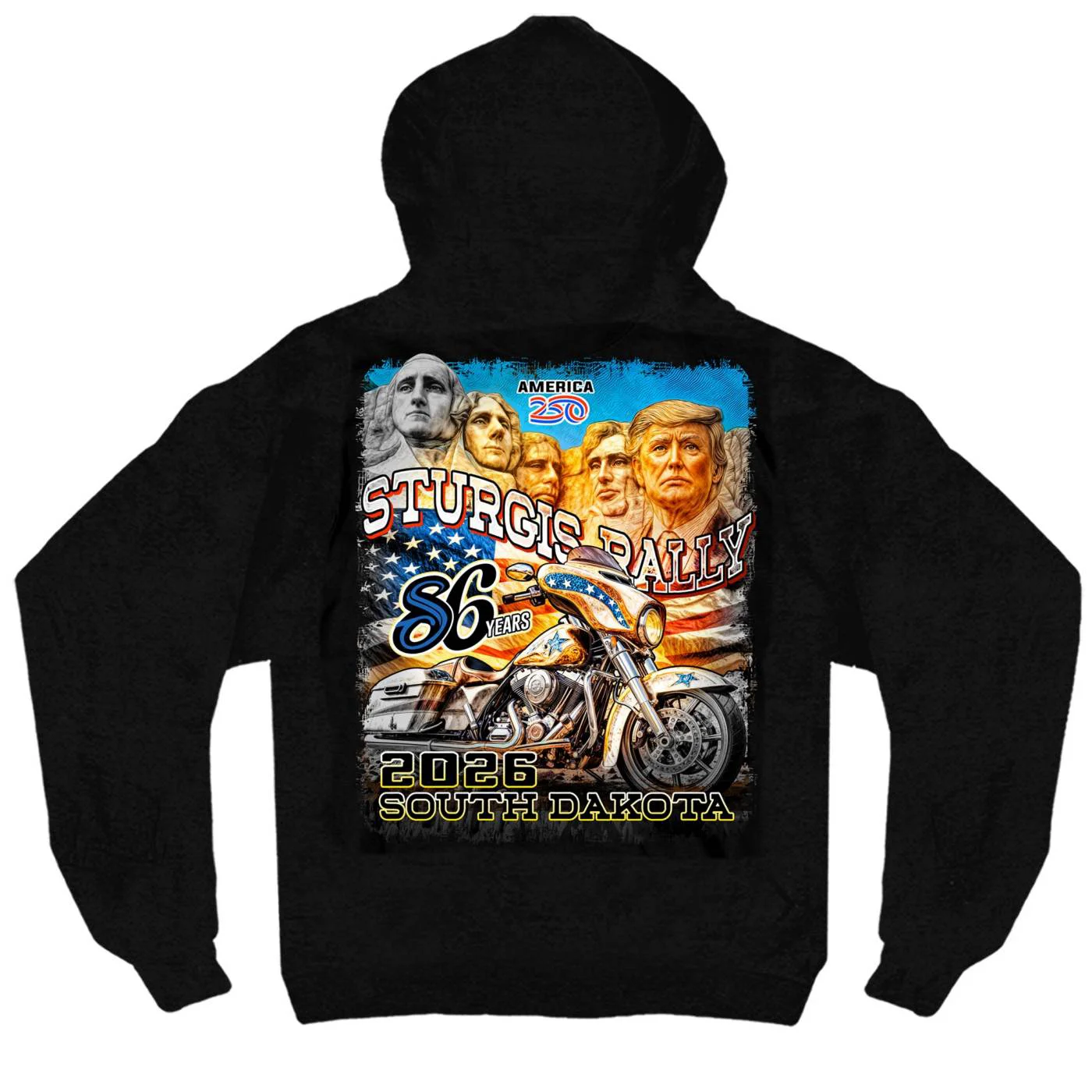 Superior 2026 Men’s Sturgis Motorcycle Rally Trumpmore Black Zip-Up Hoodie – SPB4121 Optimized