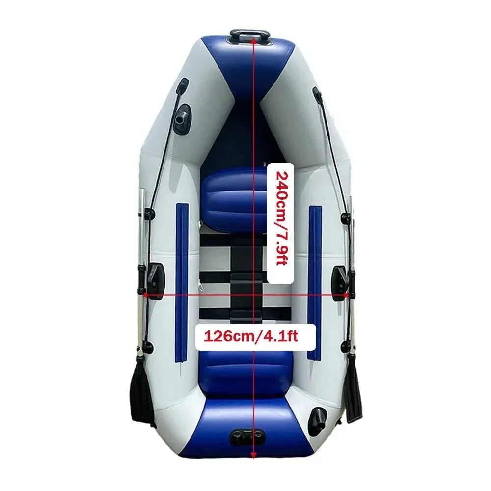 Refined 7.9ft Inflatable Fishing Boat 240kg Capacity 3-Person PVC Dinghy with Slat Floor Oars Responsible