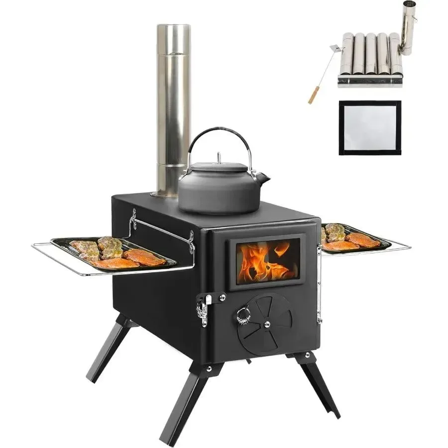 Original Design Portable Wood Burning Stove for Camping with Chimney Pipe – Outdoor Heating Cooking Solution Certified