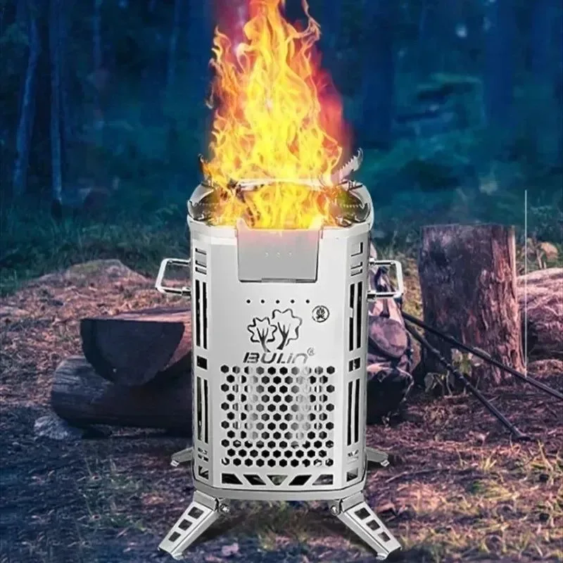 Trendy Heavy-Duty Portable Firewood Stove Smokeless Stainless Steel Camping Stove for Cooking Heating Traditional