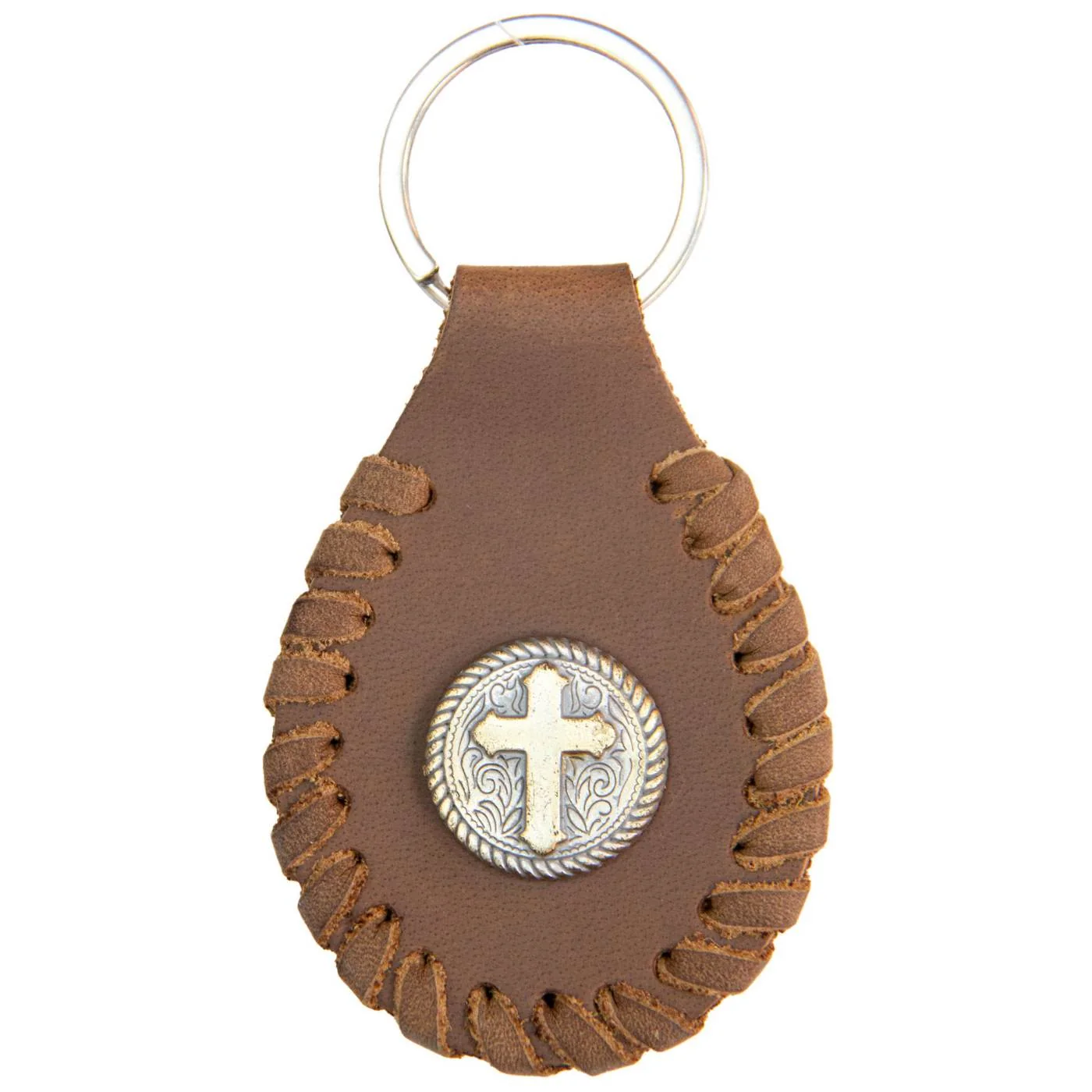 Outstanding Milwaukee Leather Black Circle Cross Pewter Emblem Key Chain – MLA9517 Pure