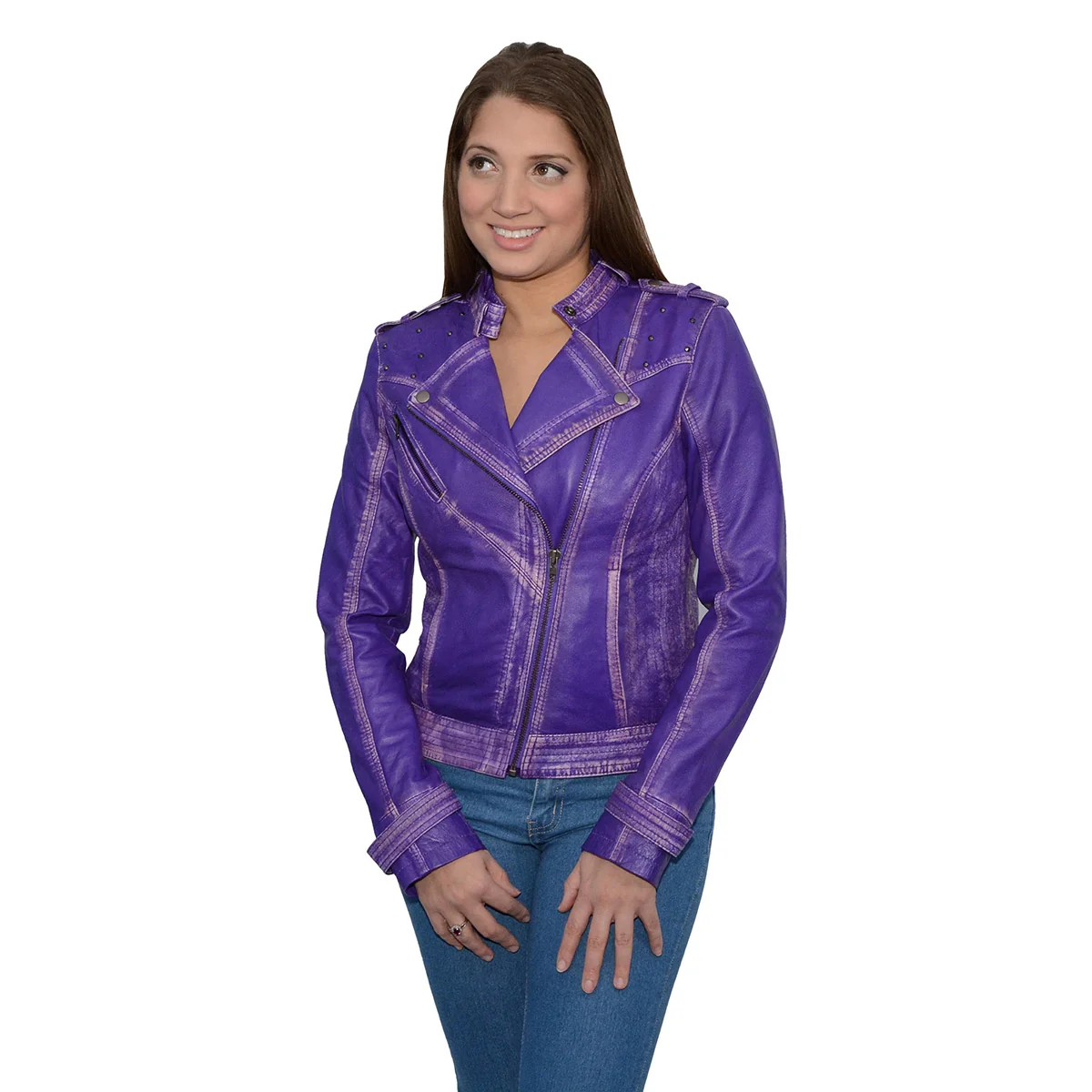 Reusable Milwaukee Leather Women’s Maiden Purple Premium Sheepskin Motorcycle Fashion Leather Jacket – SFL2840 Classic