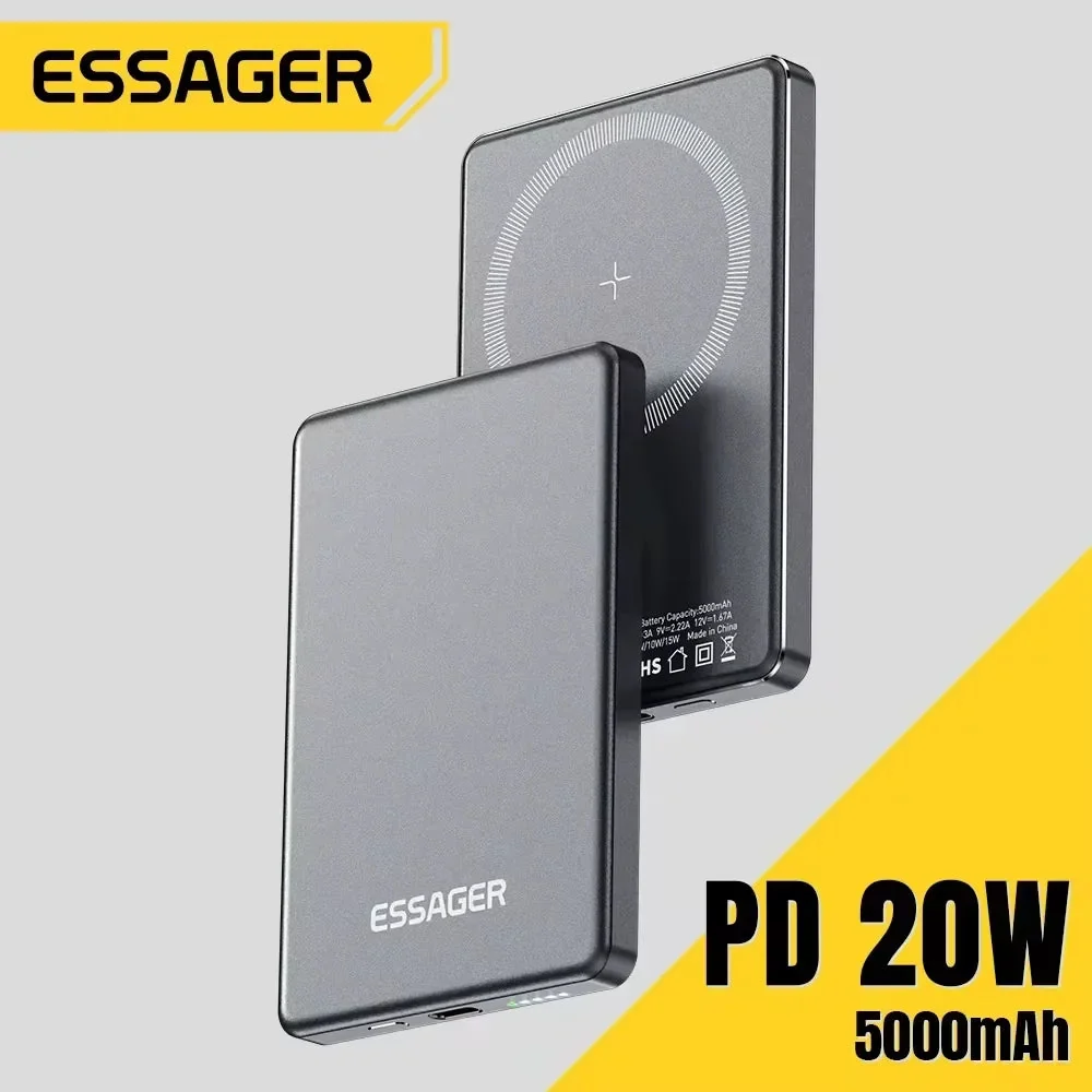 Top-Quality Magnetic Wireless Power Bank 5000mAh – Ultra Slim 20W Fast Charging Portable Charger for iPhone Smartphones Smooth