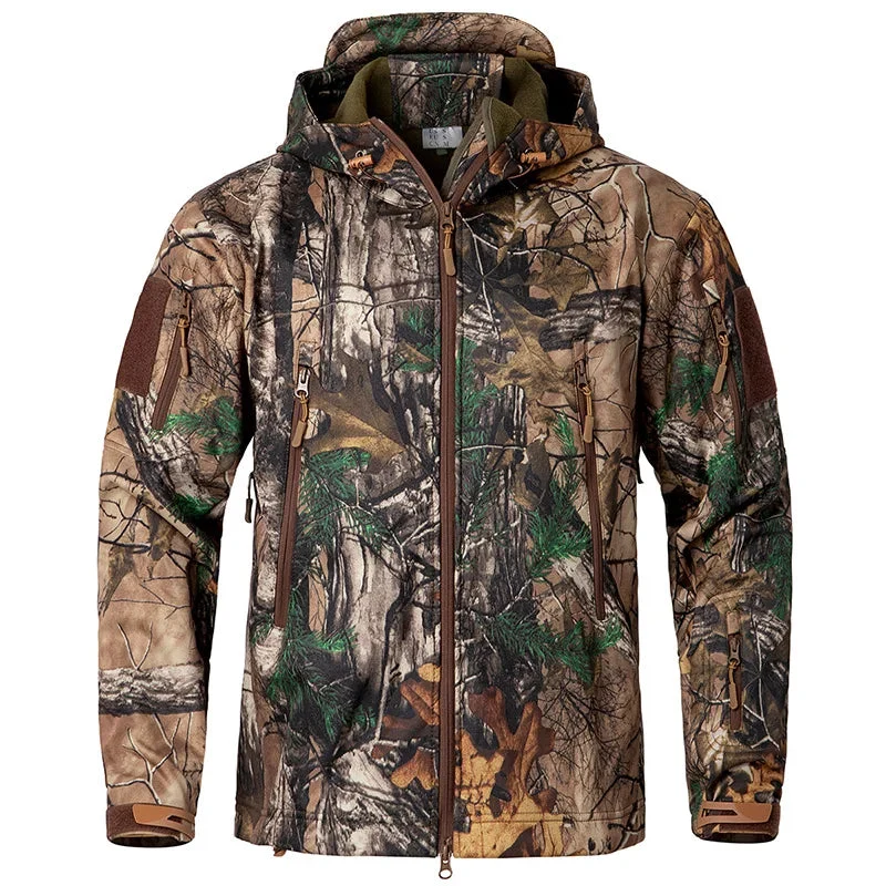 Verified Men s Camouflage Tactical Jacket – Waterproof Soft Shell Hunting Jacket with Fleece Lining for Outdoor Winter Use Stylish