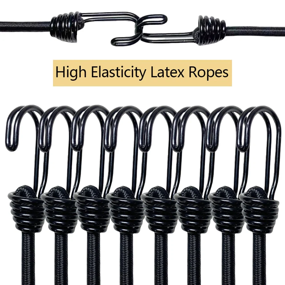Prestigious Elastic Bungee Cord Set 2 6 8 PCS – Heavy Duty Latex Tie Down Straps for Camping Bikes Car Luggage High-Grade