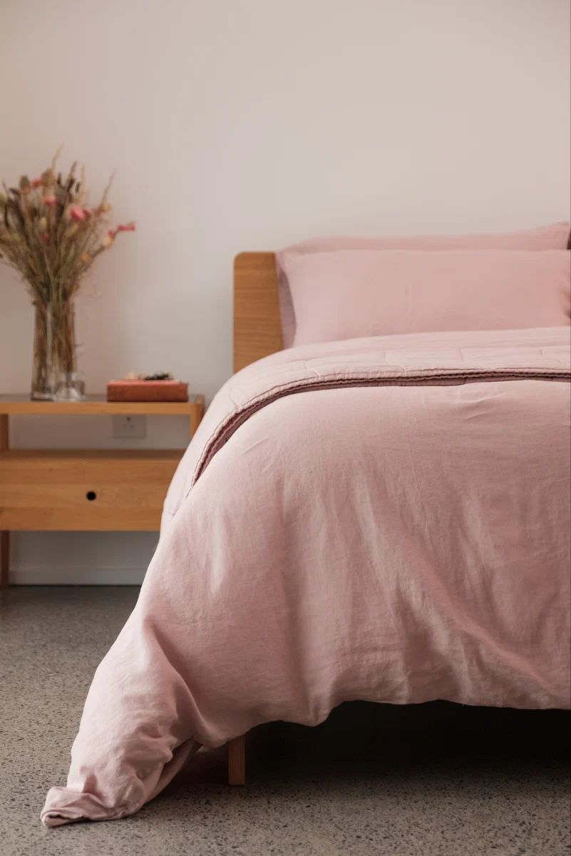 Minimalist Foxford Blush Pure Linen Duvet Set Certified